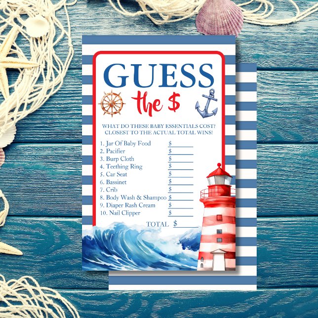 Blue Red Nautical Ahoy Devinez le jeu de prix (Créateur téléchargé)