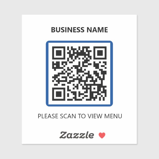Blue Restaurant QR Code Scan for Menu Sticker (Feuille)