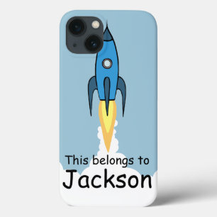 Blue Retro Rocketship coque ipad personnalisé