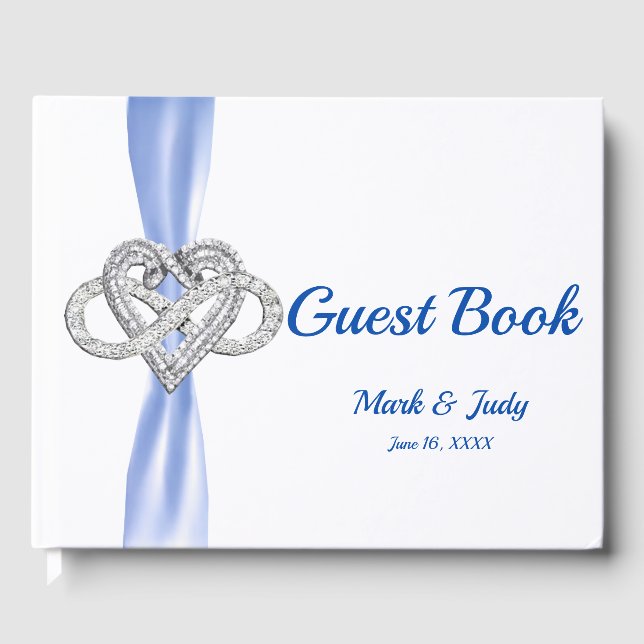 Blue Ribbon Infinity Heart Mariage livre d'or (Recto)