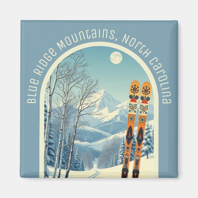 Blue Ridge Mountains North Carolina ski Magnet (Devant)