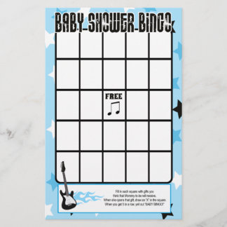 Blue Rock Star Baby shower Bingo Jeu