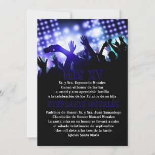 Blue Rock Star Quinceanera Invitation d'anniversai