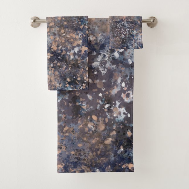 Blue & Rose Gold Paint Splatter Abstract Glamour (En situation)