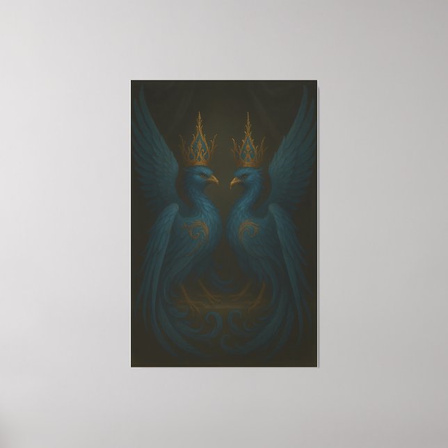 Blue Royal Phoenix Duo · Impression sur toile de l (Recto)