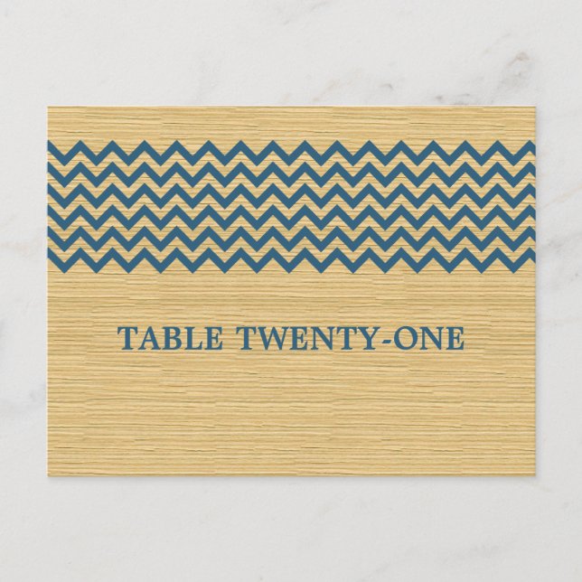 Blue Rustic Chevron Numéro de table Carte postale (Devant)