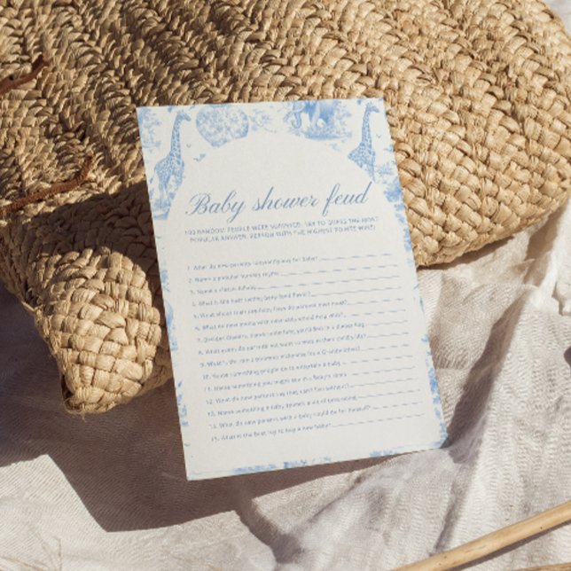 Blue Safari Toile de Jouy Baby Shower Feud Games (Créateur téléchargé)