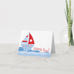 Blue Sailboat Baby shower Merci Carte de note