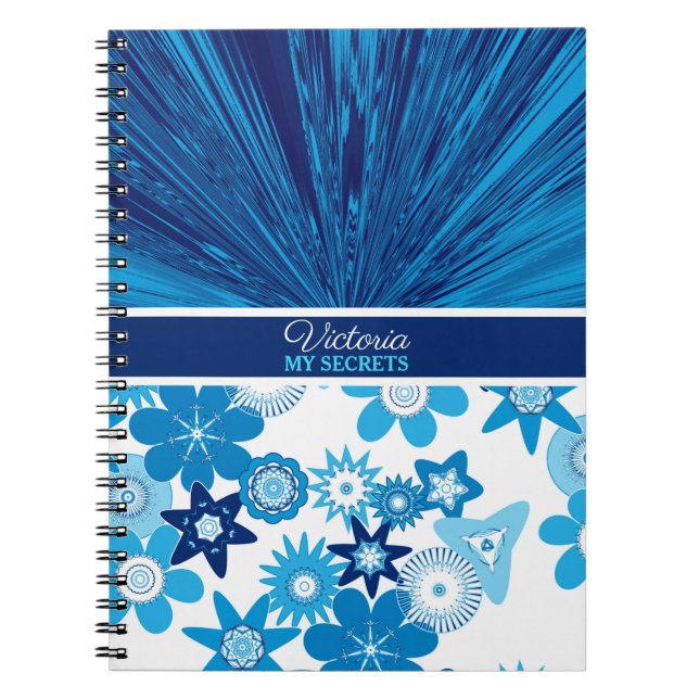 Blue Satin in Flowers Personalized Journal (Devant)