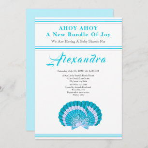 Blue Scallop Shell Ahoy c'est un Baby shower garço