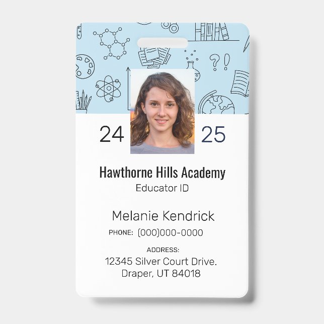 Blue School Icons Homeschool Educator ID Badge (Avant)