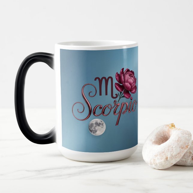 Blue Scorpio Glyph Moon Peony Morphing Mug (Avec donut)