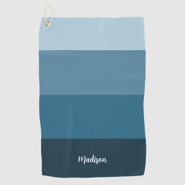 Blue Script & Stripes Golf Serviette (Devant)