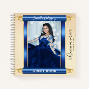 Blue Scroll Photo Quinceañera Budget Livre d'or