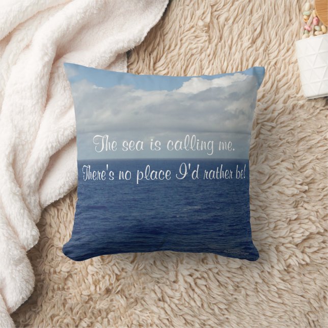 Blue Sea Nom personnalisé Ocean Coussin 16 x 16 (Couverture)