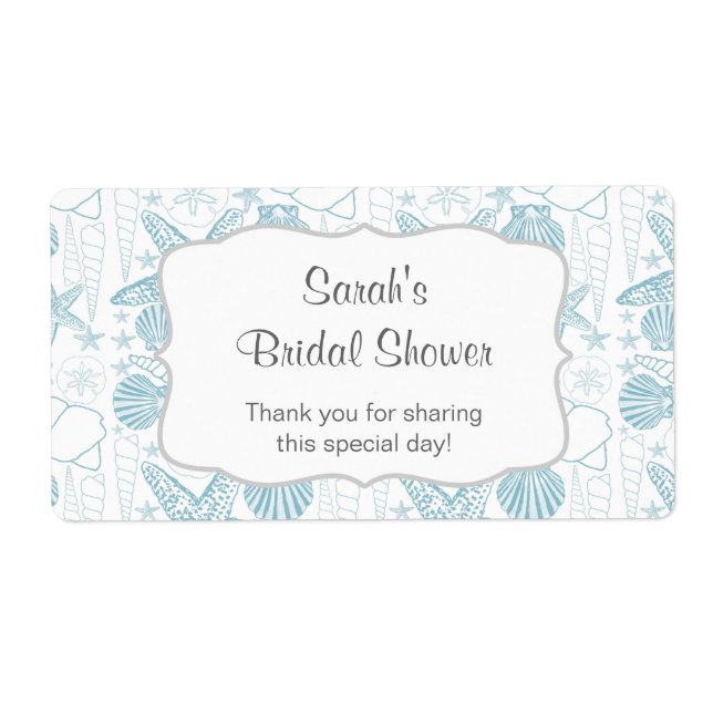 Blue Sea shells Water Bottle étiquette - customise (Devant)