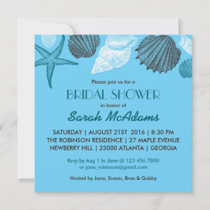 Blue Seashells Mariage Douche nuptiale Invitation
