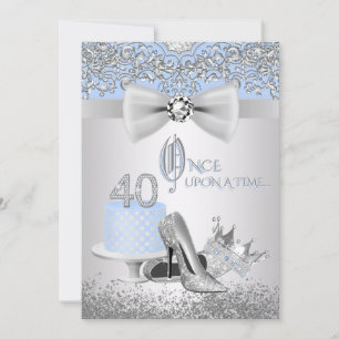 Blue Silver Princess 40e anniversaire Invitations