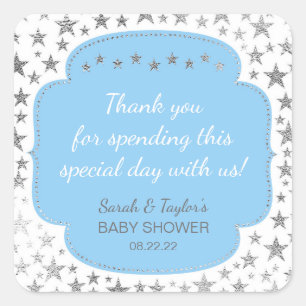 Blue Silver Twinkle étoiles merci pour sticker