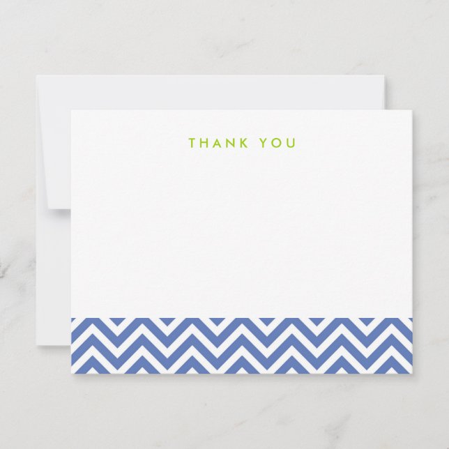 Blue Simple Chevron Thank You Note Cartes (Devant)