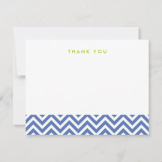 Blue Simple Chevron Thank You Note Cartes