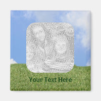 Blue Skis Green Grass Photo Magnet