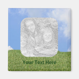 Blue Skis Green Grass Photo Magnet