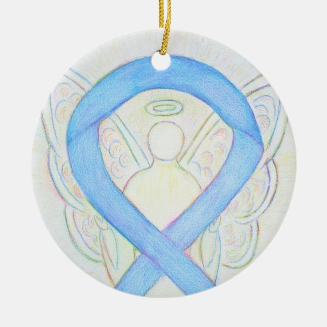 Blue Sky Awareness Ruban Angel Art Ornements (Devant)