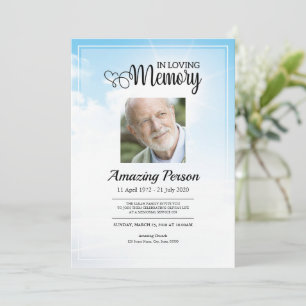 Blue sky Funérailles ordre de service Invitation