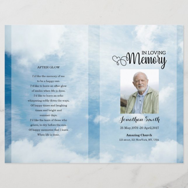 Blue sky Funeral Program template (Devant)