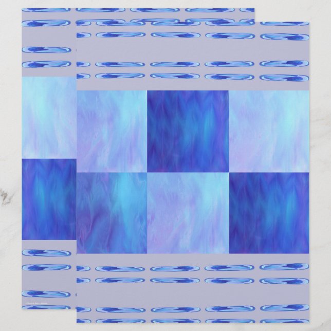 Blue Sky Tiles Scrapbook Paper 2-Sided Page (Devant / Derrière)