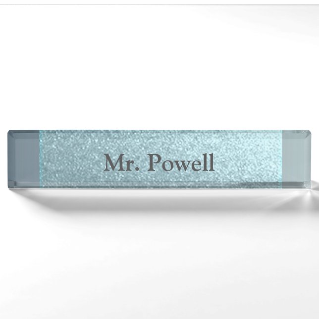 Blue Slick Faux feuille Nom Plaque (Devant)