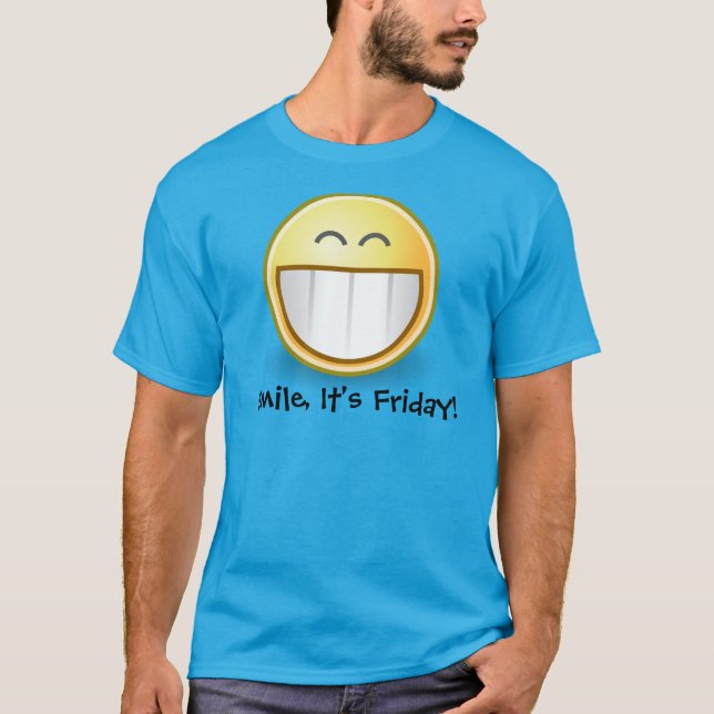 Blue"Smile, c'est le T-shirt homme à visage vendre (Devant)