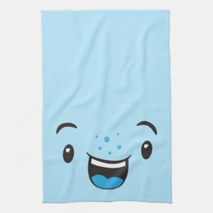Blue Smiling Kawaii Face Serviette de cuisine