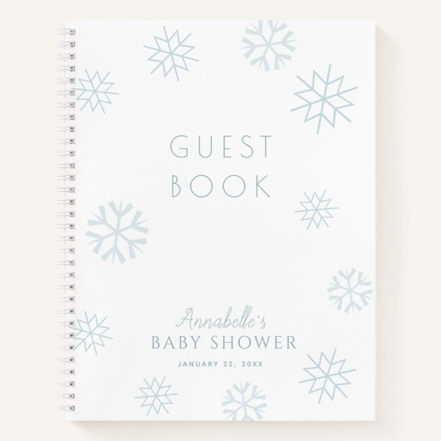 Blue Snowflake Boy Baby shower Livre d'or (Devant)