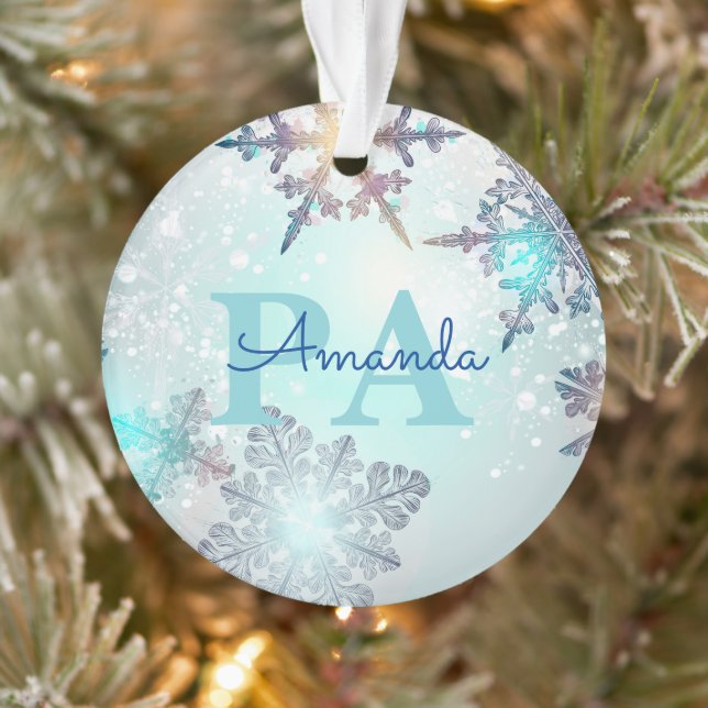 Blue Snowflake Personalized Name PA (Arbre)