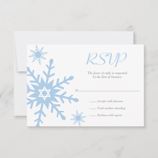 Blue Snowflake Star de David Bat mitzvah RSVP (Devant)
