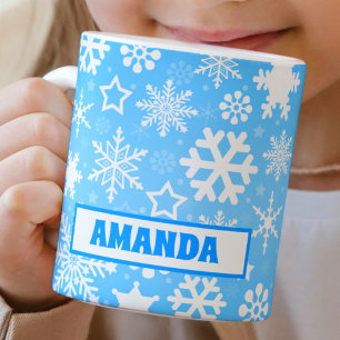 Blue Snowflakes Christmas Kids Hot Chocolat Mug