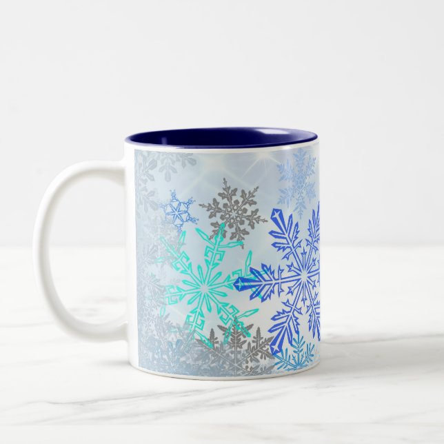 Blue Snowflakes Design Café Mug (Gauche)