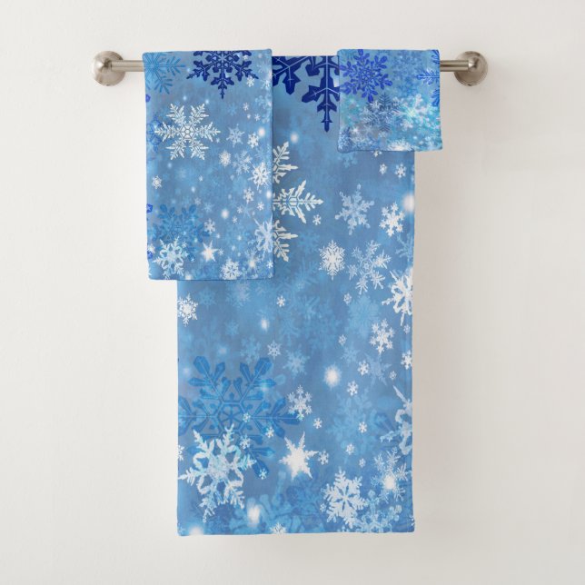 Blue Snowflakes Design Ensemble de serviettes de b (En situation)