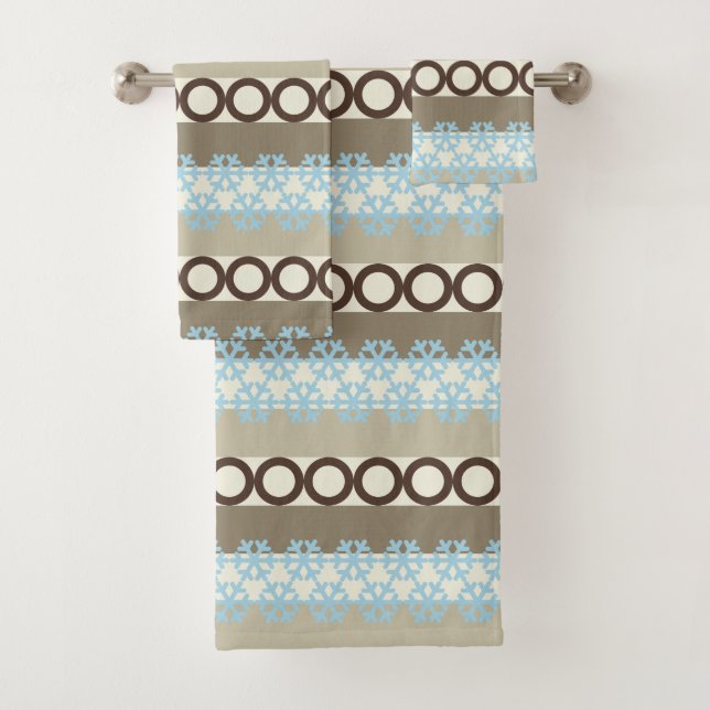 Blue Snowflakes et Cercles Brown Motif d'hiver (En situation)