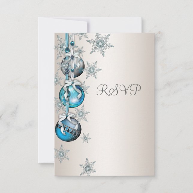 Blue Snowflakes Ornements Noël Party RSVP (Devant)