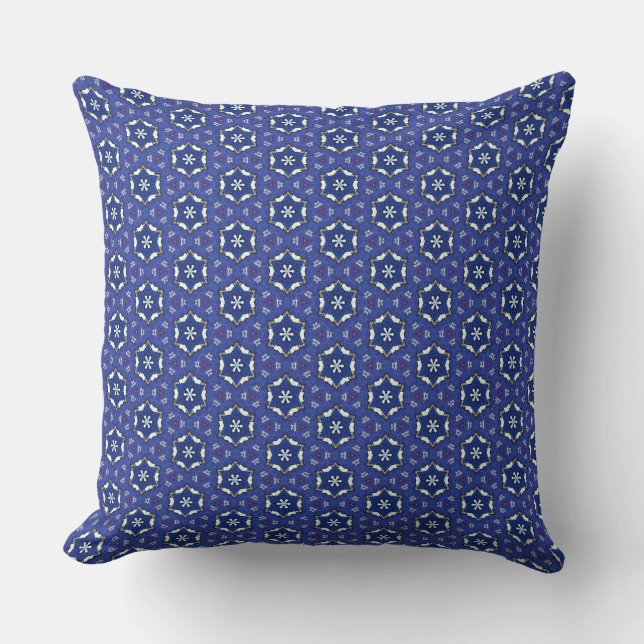 Blue Snowflakes Star Thow Coussin (Recto)