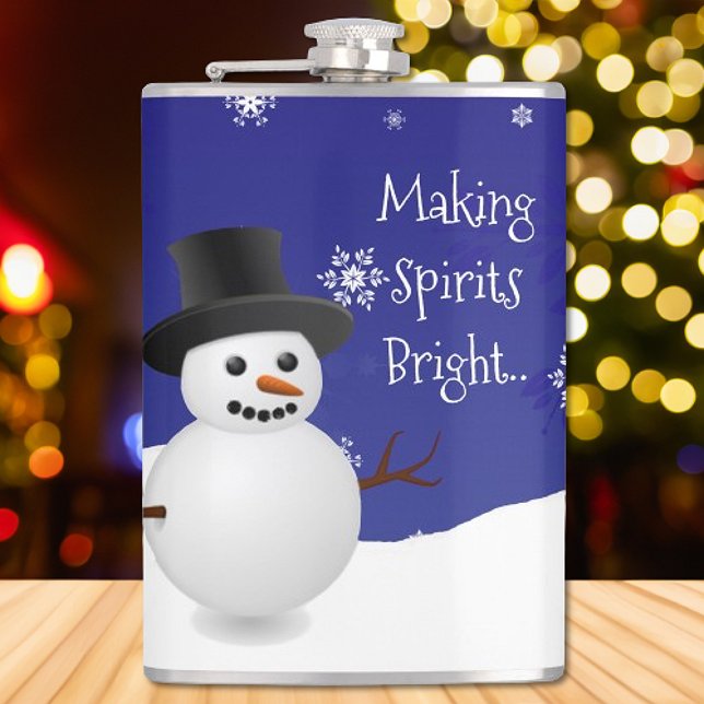 Blue Snowman scène d'hiver Flacon de Noël (Blue Snowman Winter Scene Christmas Flask)