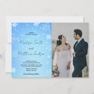 Blue Snows Wedding Invitations avec photo