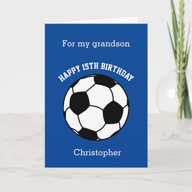 Blue Soccer Sport 15e carte d'anniversaire (Devant)