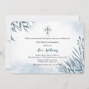 Blue Sprigs Invitation religieuse