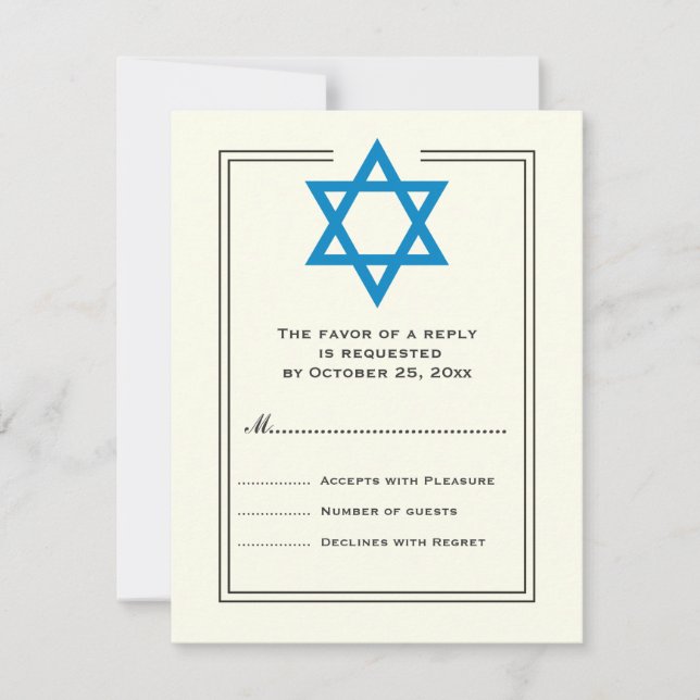 Blue Star de David Bar Mitzvah carte de réponse (Devant)