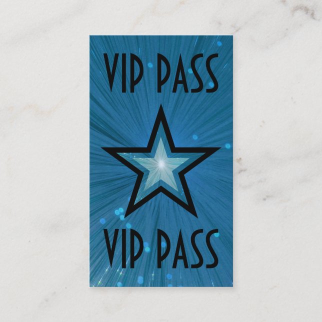 Blue Star 'VIP PASS' carte de visite noir dos (Devant)