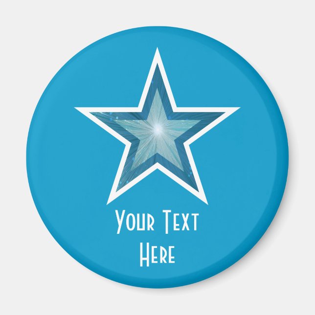Blue Star 'Your Text' frigo aimant bleu (Devant)